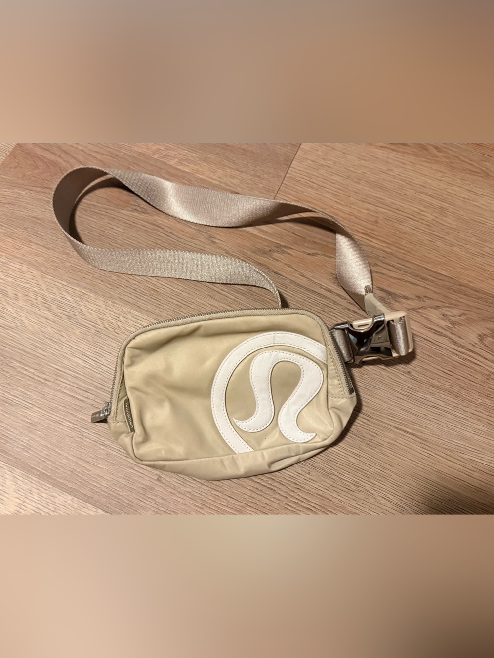 lululemon athletica Tan Belt Bag with White Logo